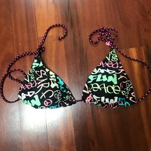 2/$20 Cute graffiti print bikini top- Large